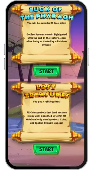 Le Pharaoh bonus selection screen