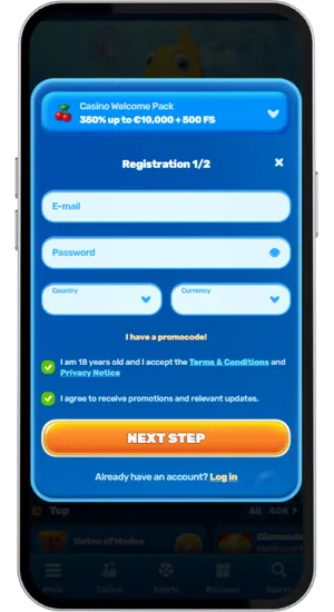 Le Pharaoh - registering an account and making a deposit
