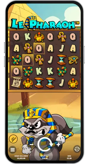 Le Pharaoh - spinning the reels and triggering the bonus choice menu